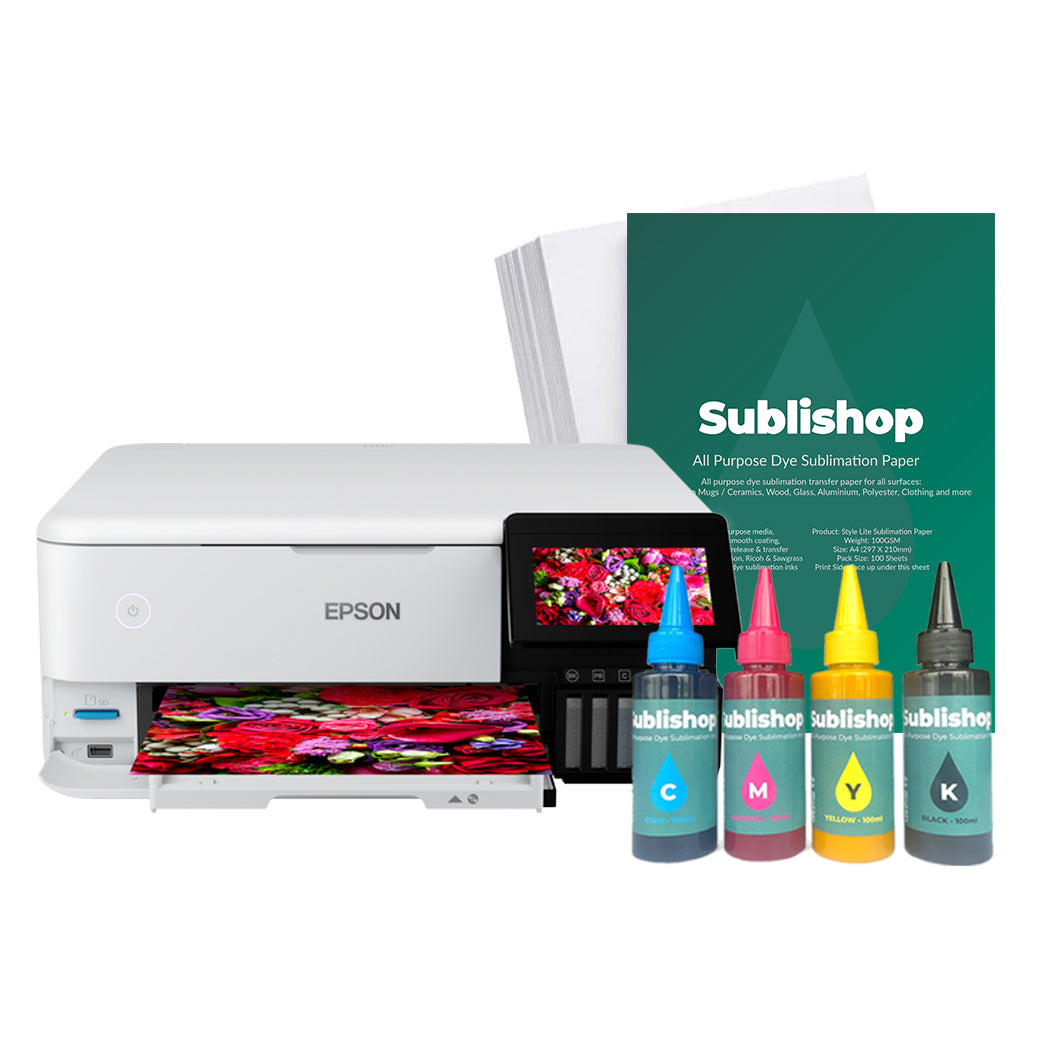Converted Sublimation Printer A4 Epson EcoTank ET-8500 - Plug and Print Starter Bundle