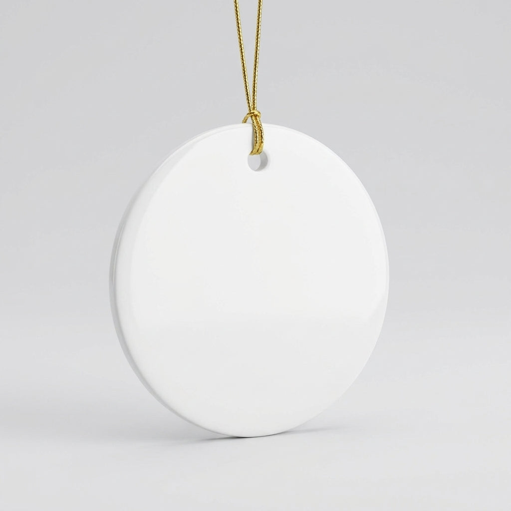 Sublimation Ceramic Ornament - Round 3" with Gold String