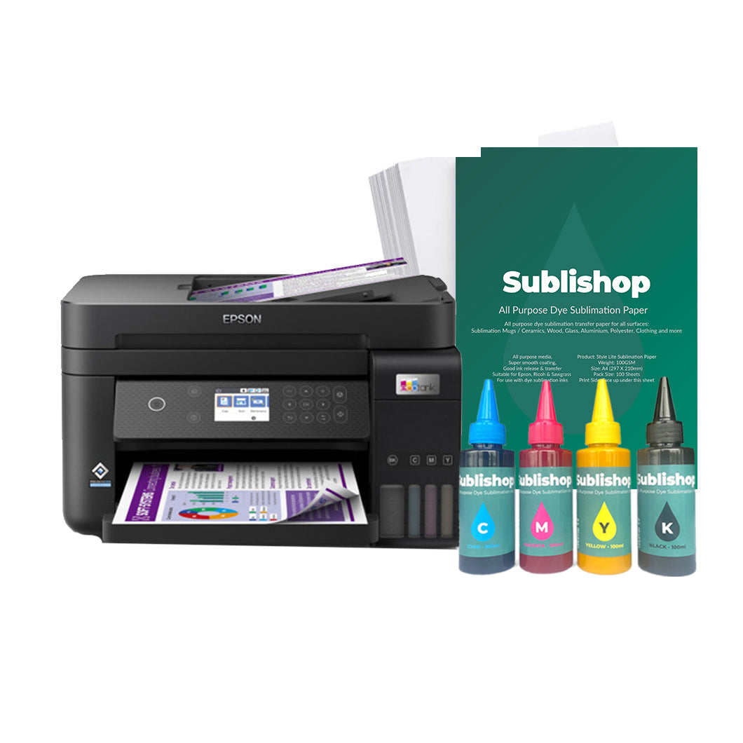 Converted Sublimation Printer A4 Epson EcoTank ET-3850 - Plug and Print Starter Bundle