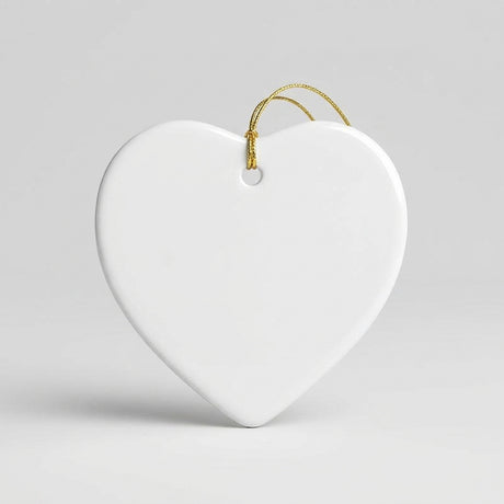 Sublimation Ceramic Ornament - Heart 3" with Gold String