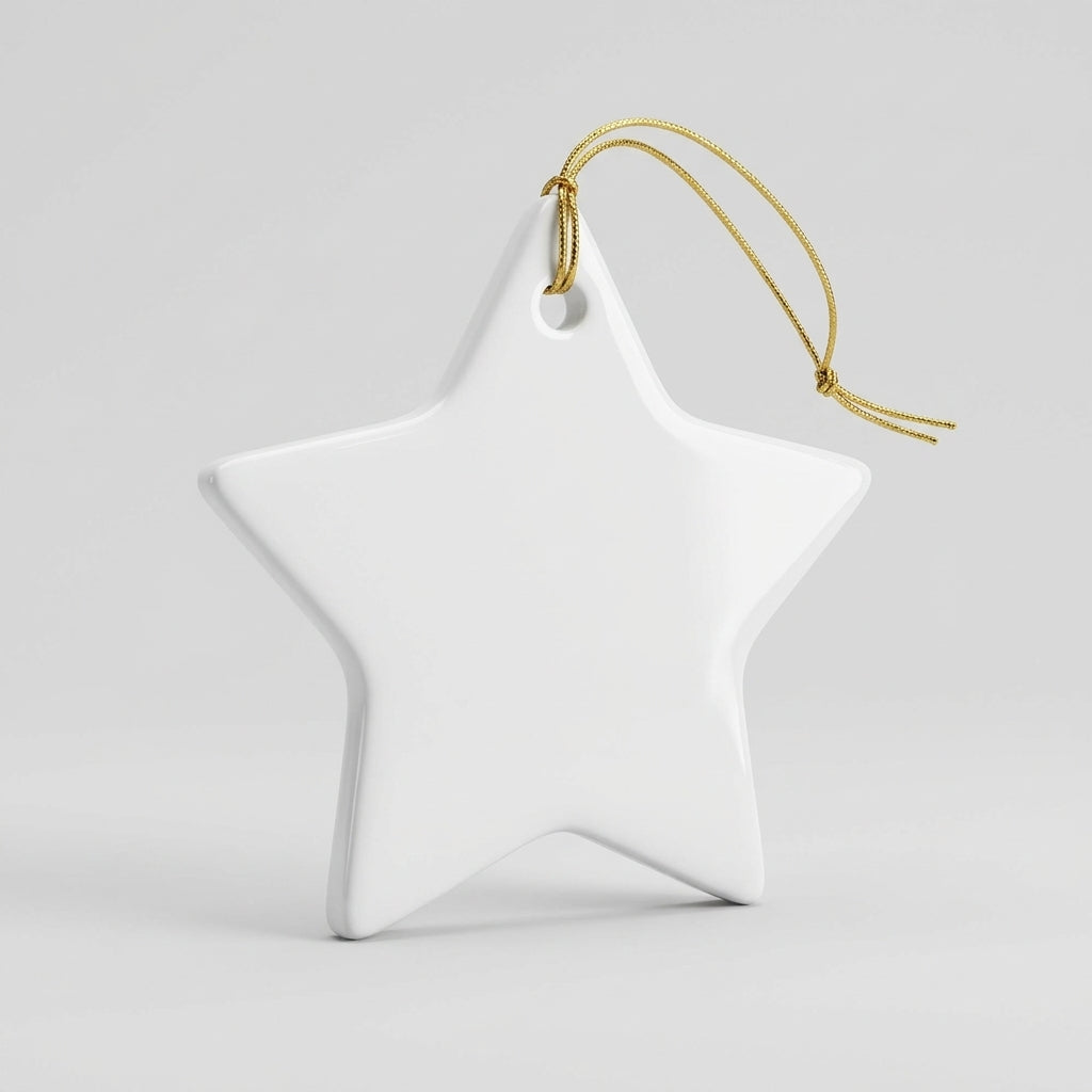 Sublimation Ceramic Ornament - Star 3" with Gold String